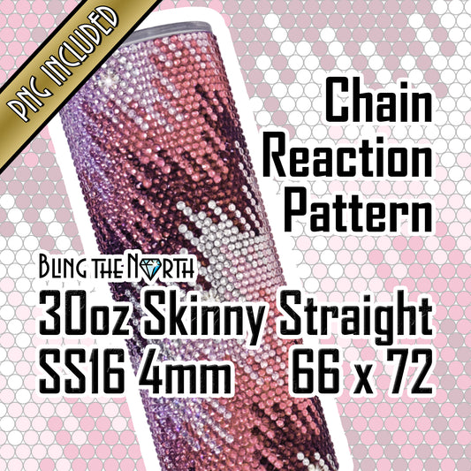 CHAIN REACTION Rose Rhinestone Pattern Template  | SS16 4mm - 30oz Skinny Straight Tumbler Design | PNG for Sublimation or Vinyl