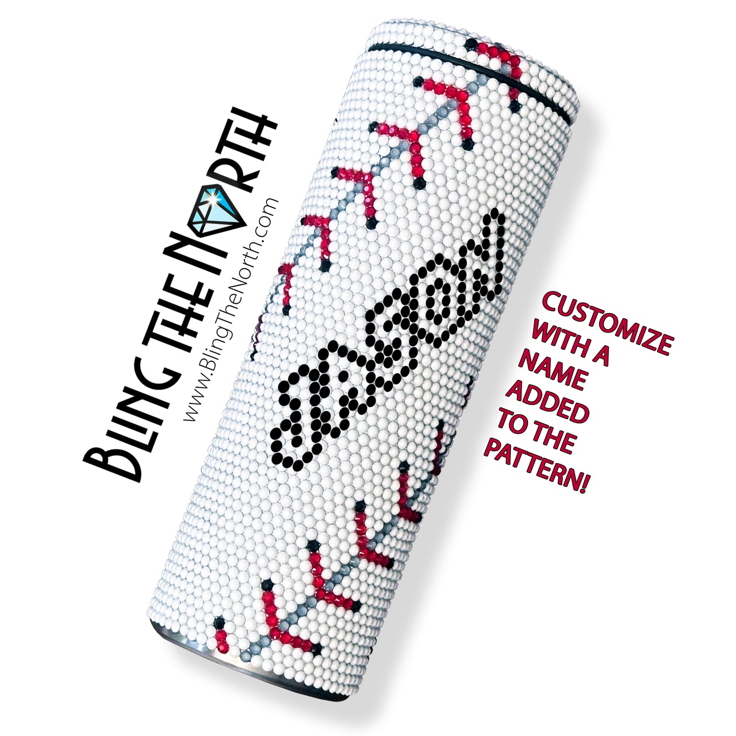 BASEBALL LIFE Custom NAME Rhinestone Pattern Template | SS20 5mm - 20oz Straight Skinny Tumbler Design | PNG for Sublimation or Vinyl