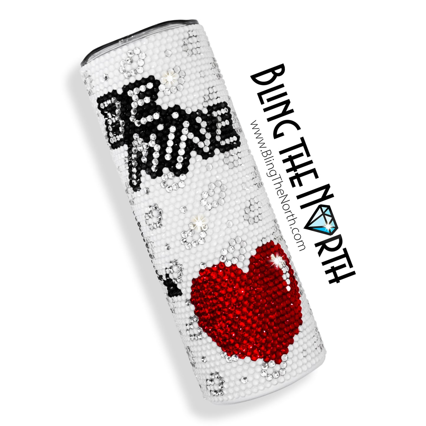 BE MINE Rhinestone Tumbler | 20oz Skinny Straight | Custom Bling Design | Glass Rhinestones | Straw Incl