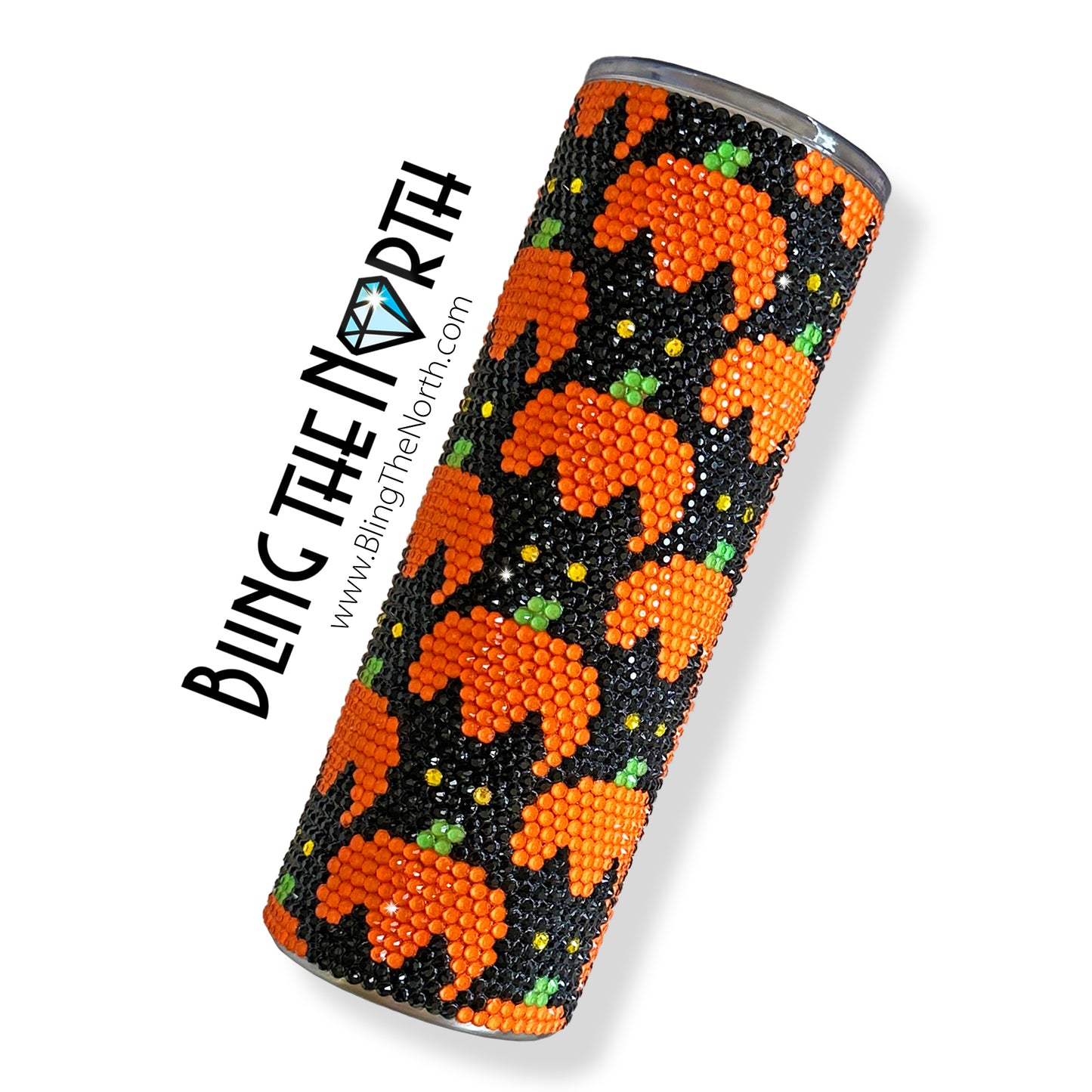 BLACK CATS and PUMPKINS Rhinestone Pattern Template | SS20 5mm - 20oz Straight Skinny Tumbler Design | PNG for Sublimation or Vinyl