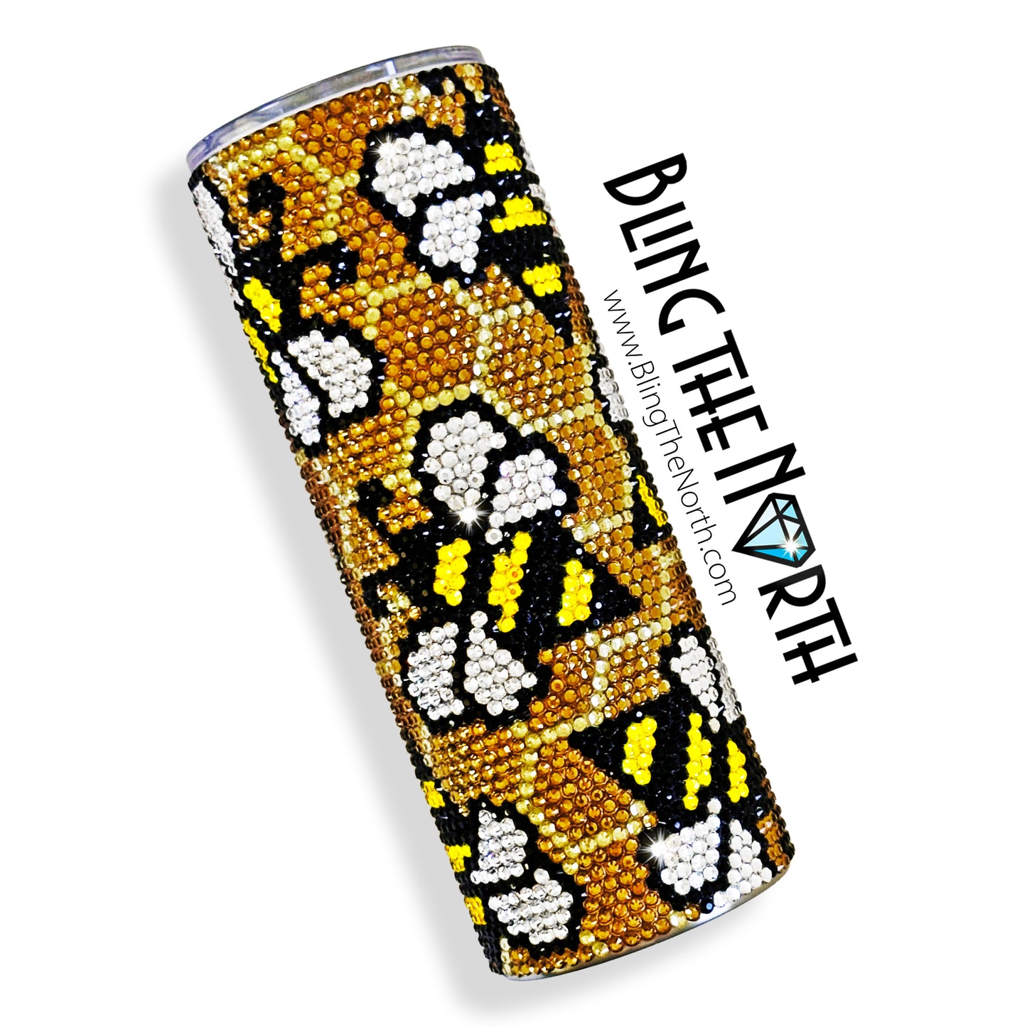 BUSY BEES Rhinestone Tumbler | 24oz Plump Straight | Custom Bling Design | Glass Rhinestones | Straw Incl | Beehive Bumble