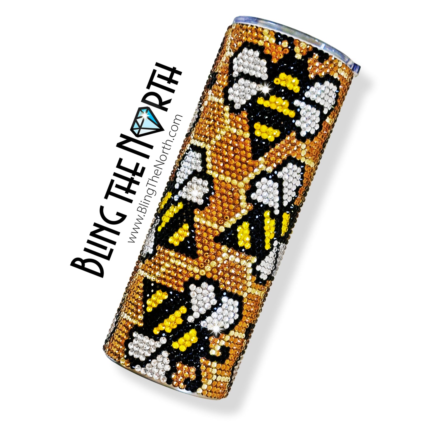 BUSY BEES Rhinestone Tumbler | 24oz Plump Straight | Custom Bling Design | Glass Rhinestones | Straw Incl | Beehive Bumble
