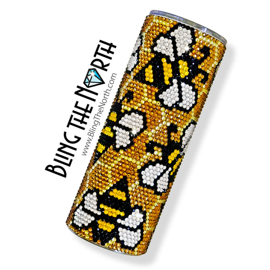 BUSY BEES Rhinestone Tumbler | 24oz Plump Straight | Custom Bling Design | Glass Rhinestones | Straw Incl | Beehive Bumble
