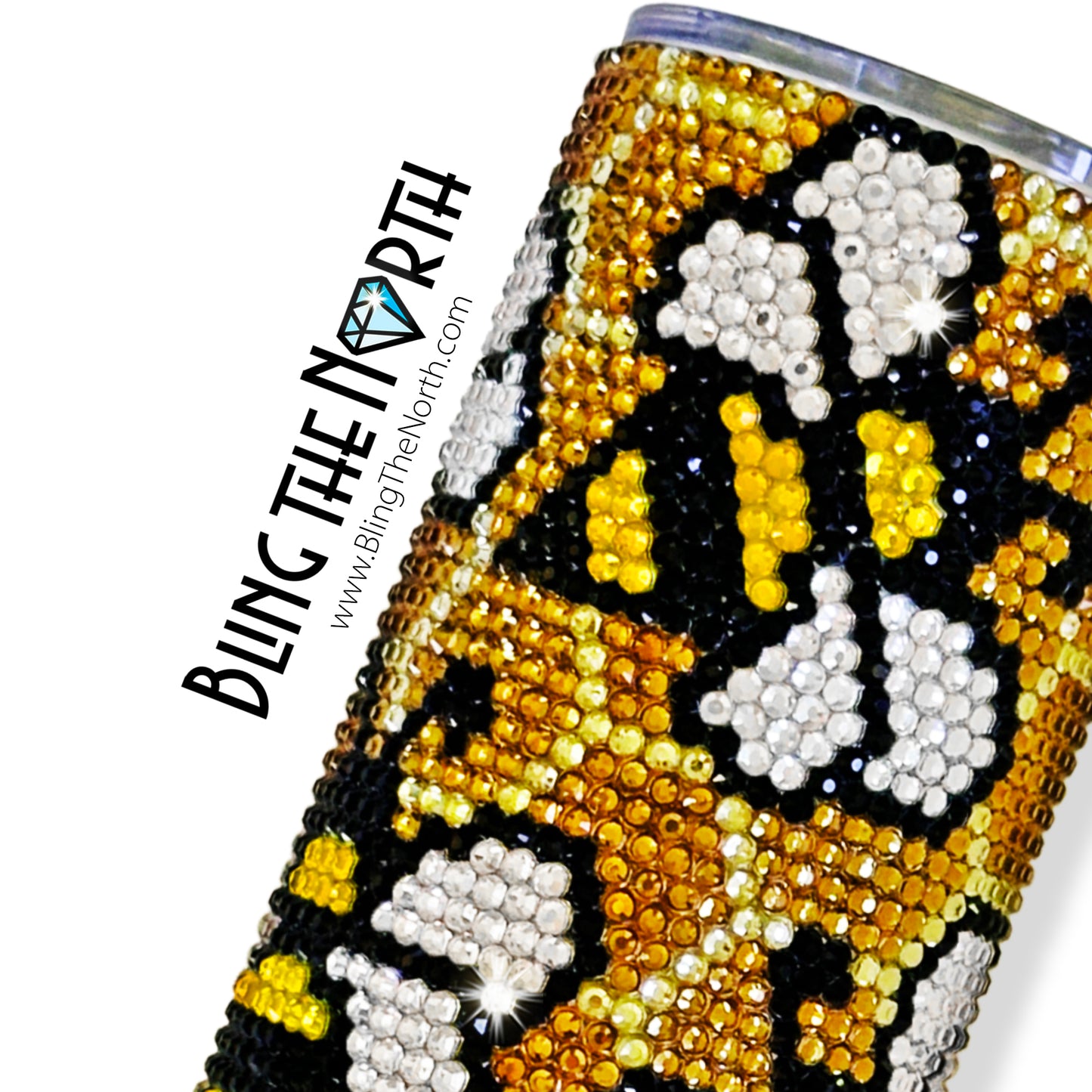 BUSY BEES Rhinestone Tumbler | 24oz Plump Straight | Custom Bling Design | Glass Rhinestones | Straw Incl | Beehive Bumble