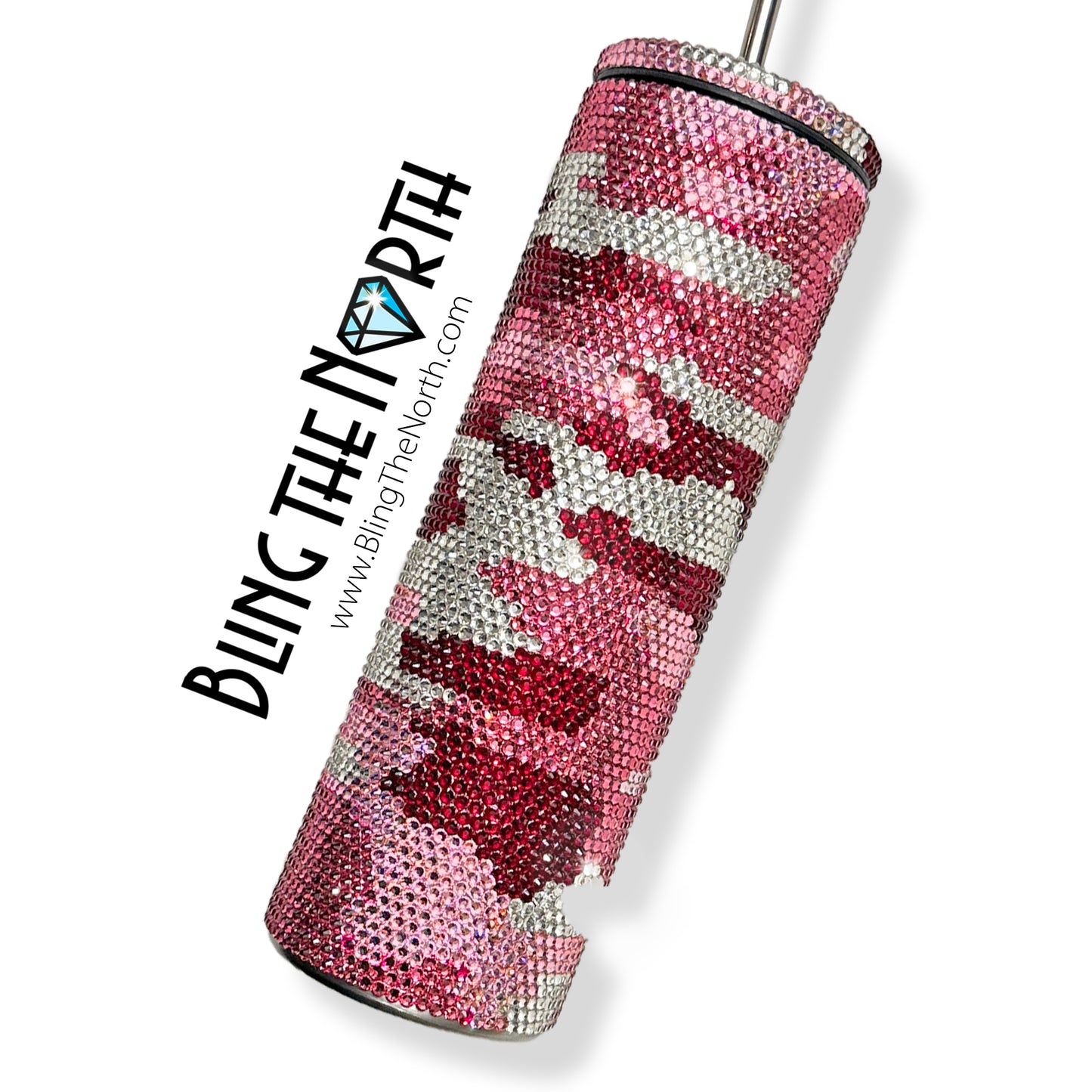 PINK CAMOUFLAGE Rhinestone Pattern Template | SS16 4mm - 24oz Plump Straight Tumbler Design | PNG for Sublimation or Vinyl