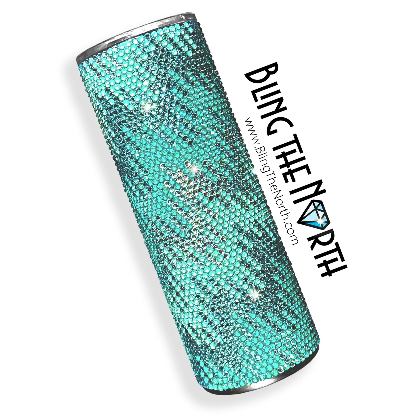 CHAIN REACTION Aqua Rhinestone Pattern Template | SS16 4mm - 20oz Skinny Straight Tumbler Design | PNG for Sublimation or Vinyl