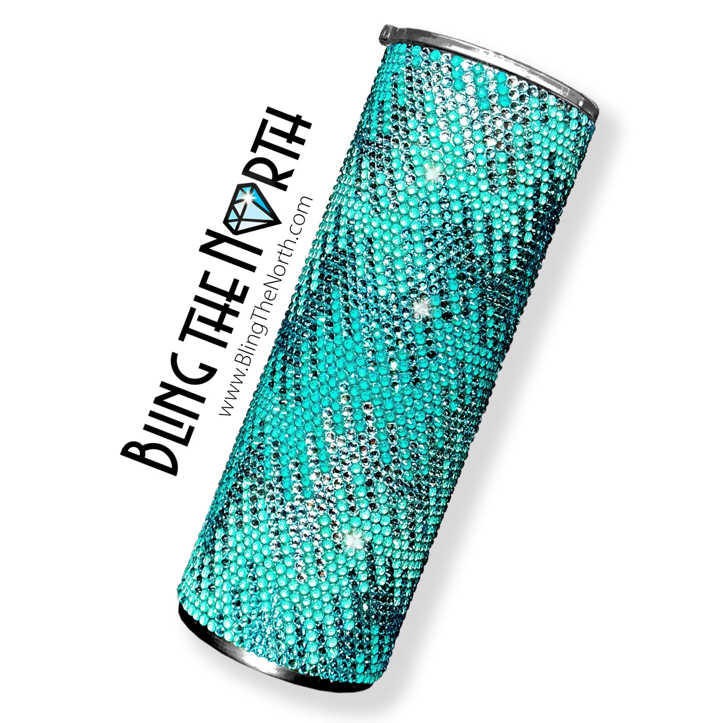 CHAIN REACTION Aqua Rhinestone Pattern Template | SS16 4mm - 20oz Skinny Straight Tumbler Design | PNG for Sublimation or Vinyl