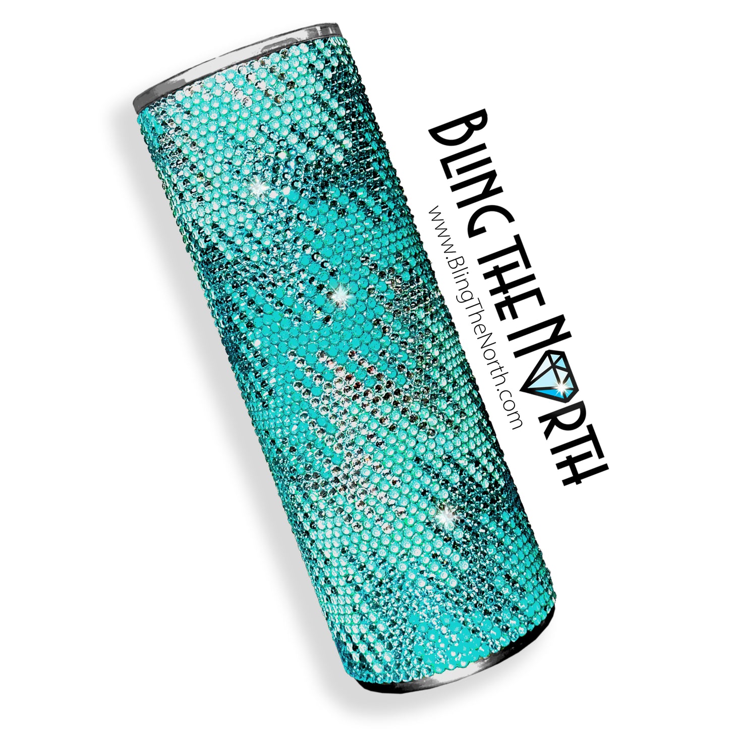 CHAIN REACTION Aqua Rhinestone Pattern Template | SS16 4mm - 20oz Skinny Straight Tumbler Design | PNG for Sublimation or Vinyl