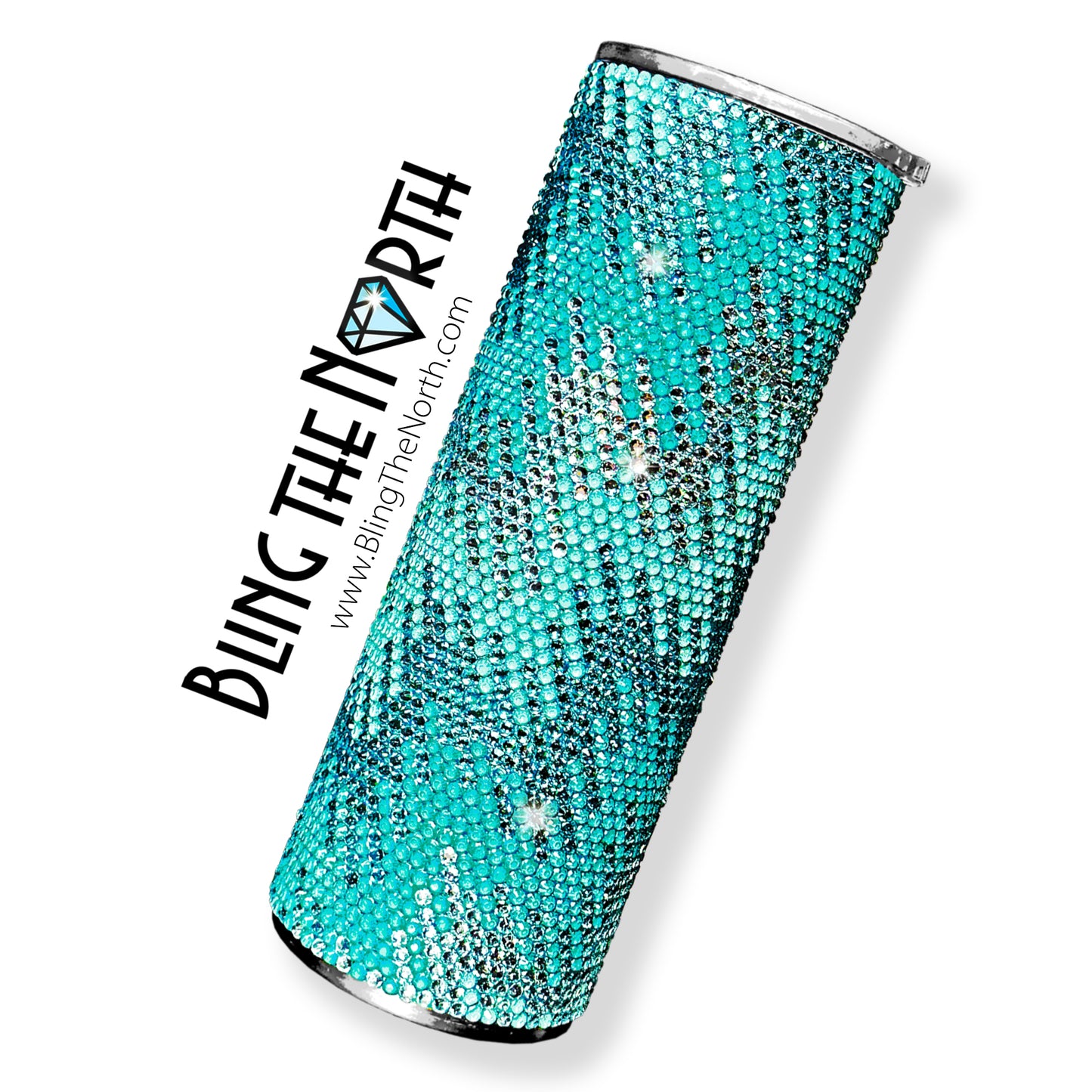 CHAIN REACTION Aqua Rhinestone Pattern Template | SS16 4mm - 20oz Skinny Straight Tumbler Design | PNG for Sublimation or Vinyl