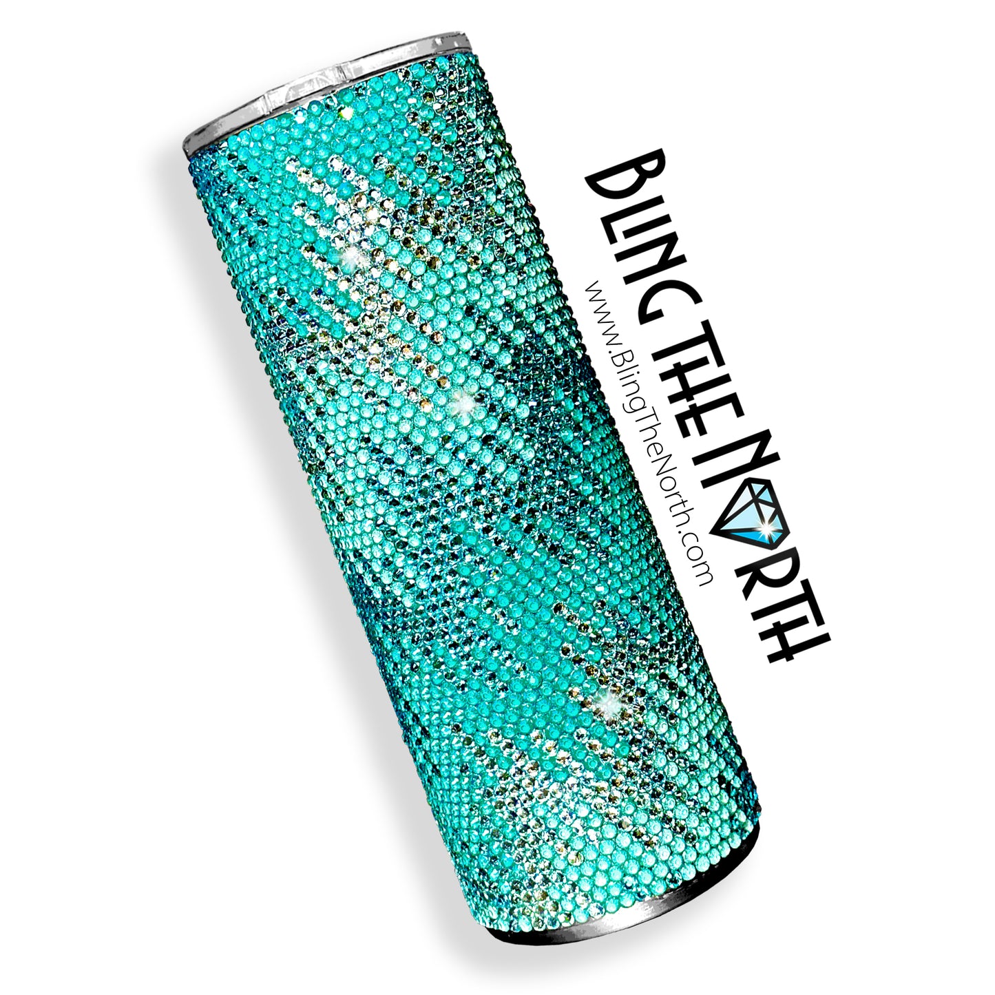CHAIN REACTION Aqua Rhinestone Pattern Template | SS16 4mm - 20oz Skinny Straight Tumbler Design | PNG for Sublimation or Vinyl