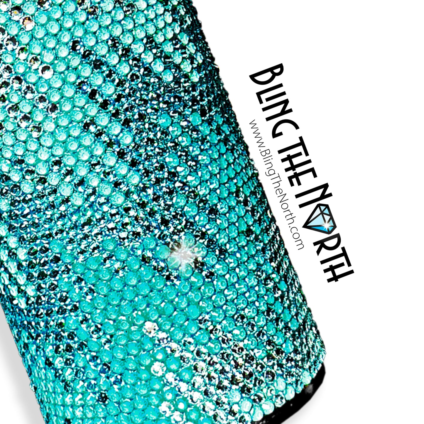 CHAIN REACTION Aqua Rhinestone Pattern Template | SS16 4mm - 20oz Skinny Straight Tumbler Design | PNG for Sublimation or Vinyl