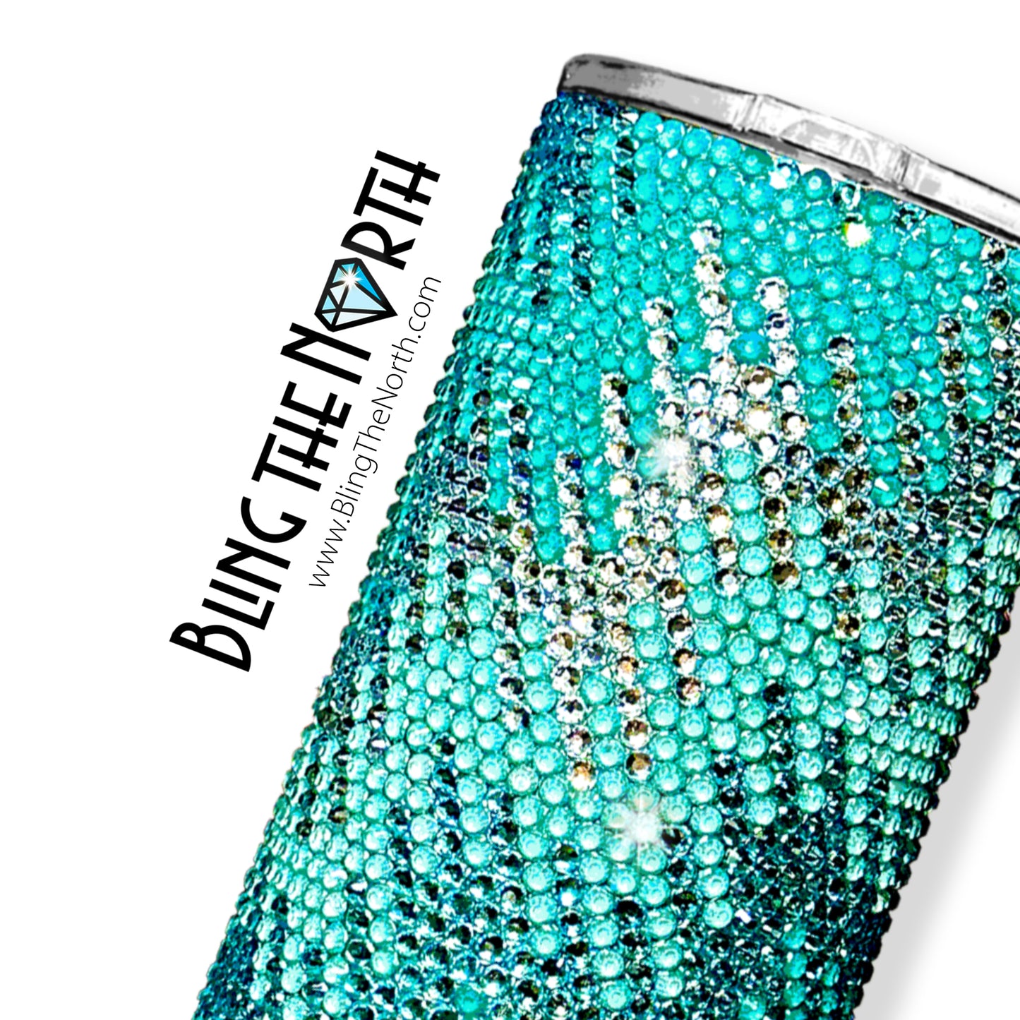 CHAIN REACTION Aqua Rhinestone Pattern Template | SS16 4mm - 20oz Skinny Straight Tumbler Design | PNG for Sublimation or Vinyl