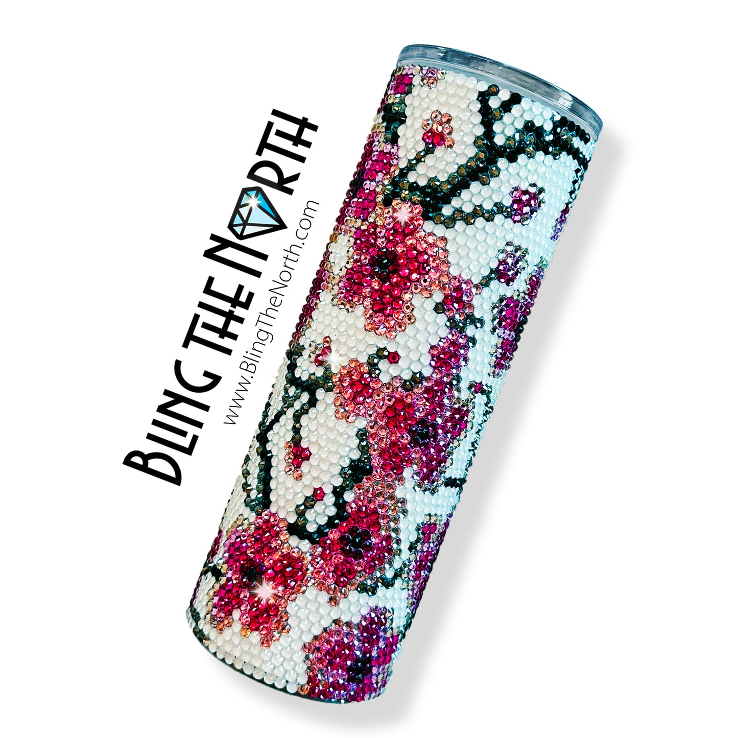 CHERRY BLOSSOMS Rhinestone Pattern Template | SS20 5mm - 20oz Skinny Straight Tumbler Design | PNG for Sublimation or Vinyl