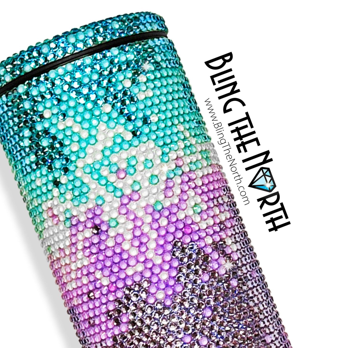 COSMIC BLAST - AQUA Rhinestone Pattern Template | SS16 4mm - 24oz Plump Straight Tumbler Design | PNG for Sublimation or Vinyl