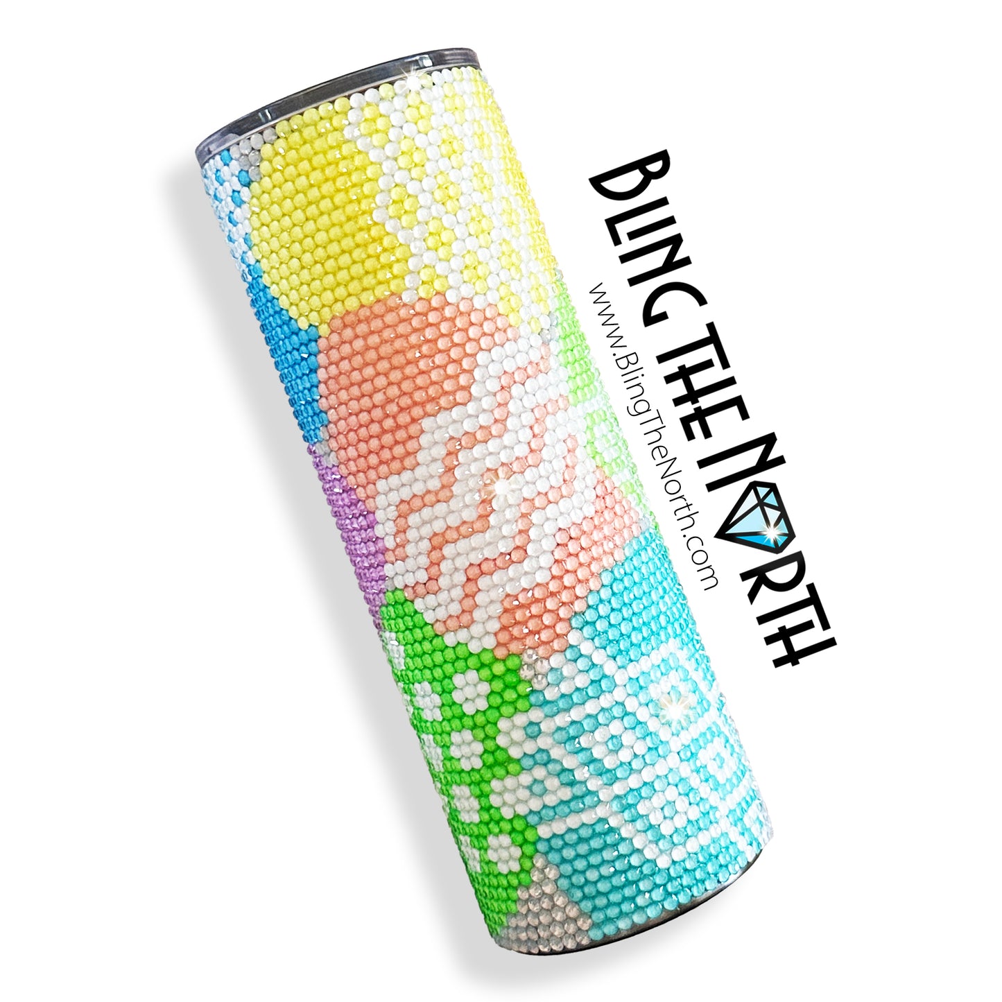 EASTER EGGS Rhinestone Tumbler | 20oz Slurp Straight | Bling the North | Custom Bling Design | Glass Rhinestones | Straw Included