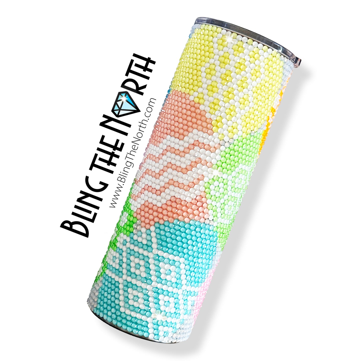 EASTER EGGS Rhinestone Tumbler | 20oz Slurp Straight | Bling the North | Custom Bling Design | Glass Rhinestones | Straw Included