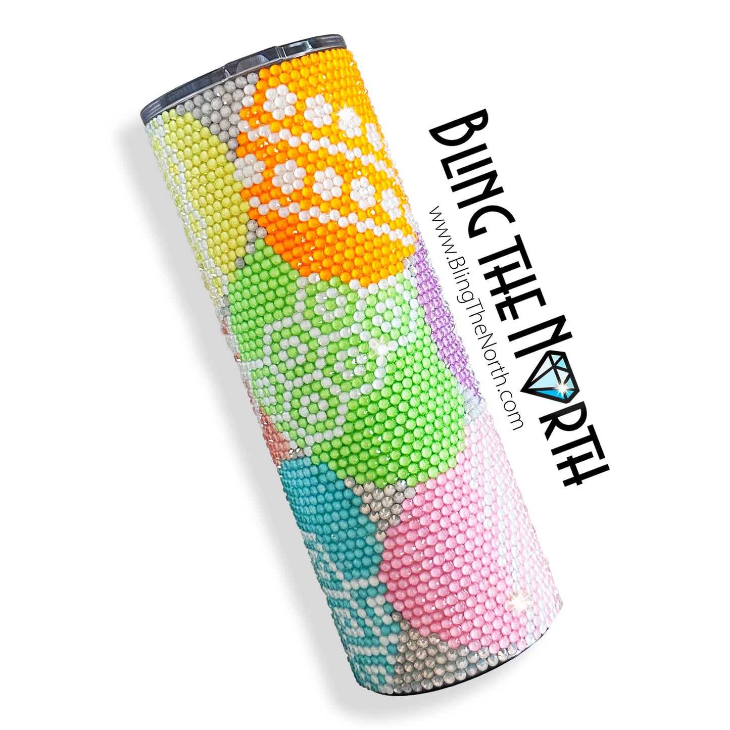 EASTER EGGS Rhinestone Tumbler | 20oz Slurp Straight | Bling the North | Custom Bling Design | Glass Rhinestones | Straw Included