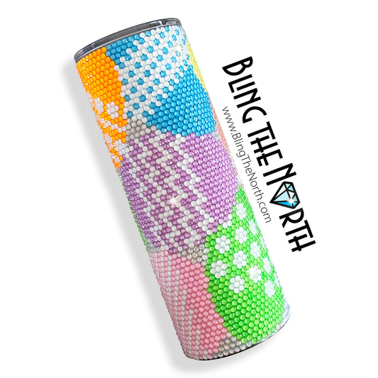 EASTER EGGS Rhinestone Tumbler | 20oz Slurp Straight | Bling the North | Custom Bling Design | Glass Rhinestones | Straw Included