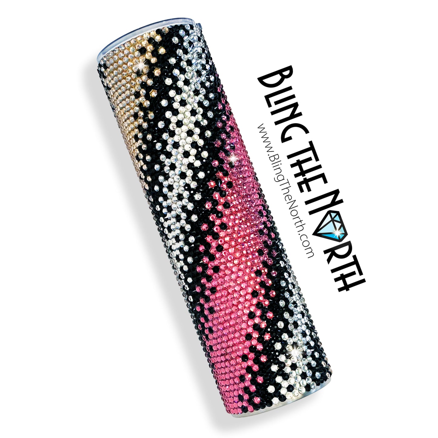 ELEGANT OMBRE Rhinestone Tumbler | 32oz Plump Straight | Bling the North | Custom Bling Design | Glass Rhinestones | Straw Included