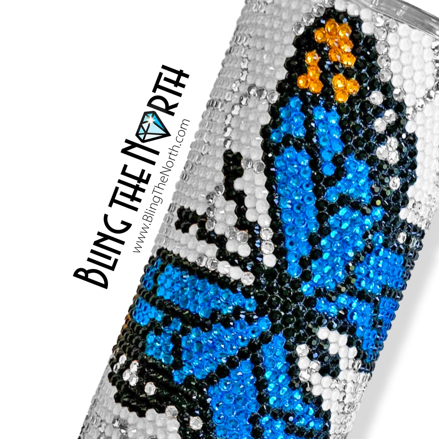 EXOTIC BUTTERFLIES Rhinestone Pattern Template | SS16 4mm - 20oz Skinny Straight Tumbler Design | PNG for Sublimation or Vinyl