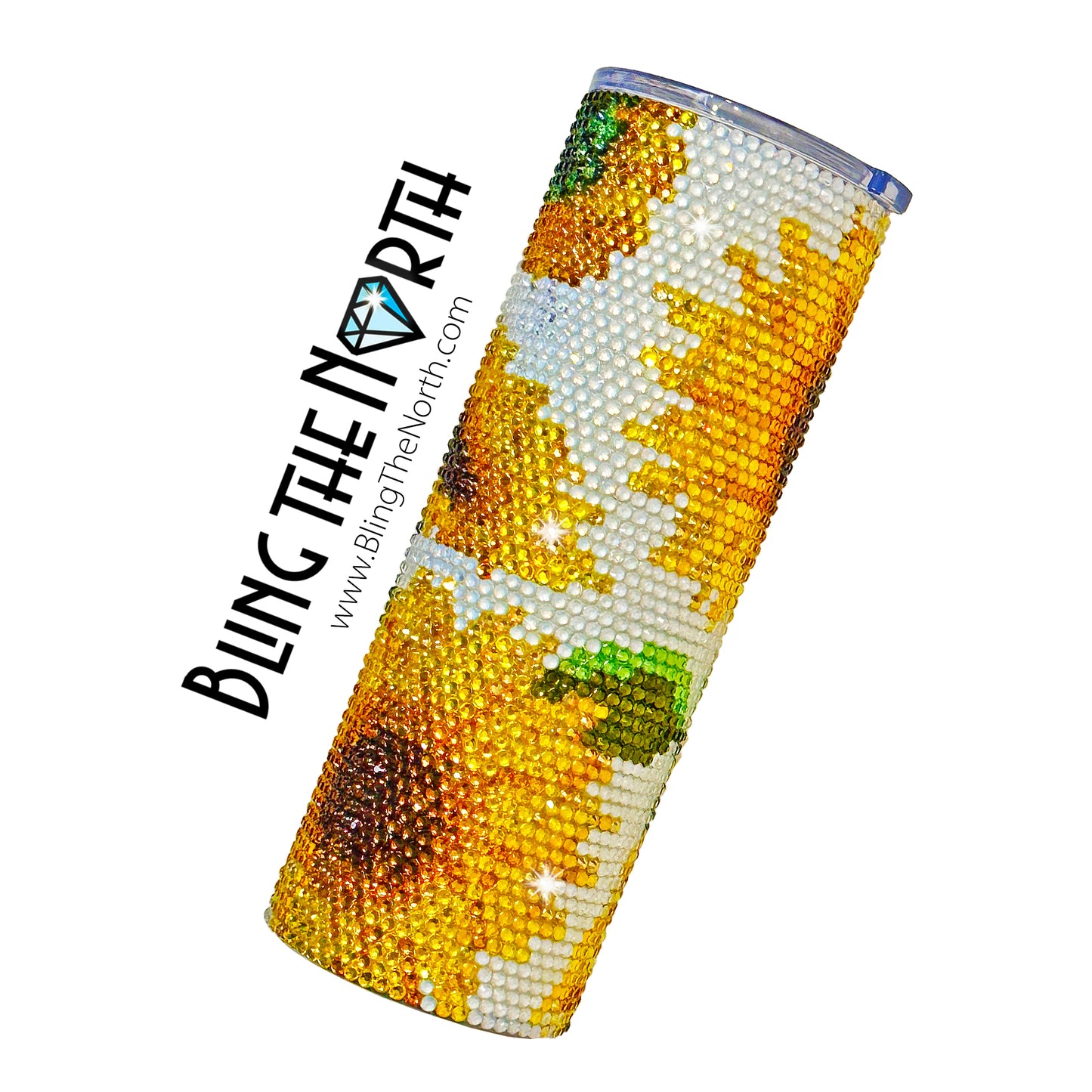 FALL SUNFLOWERS Rhinestone Pattern Template | SS16 4mm - 20oz Skinny Straight Tumbler Design | PNG for Sublimation or Vinyl