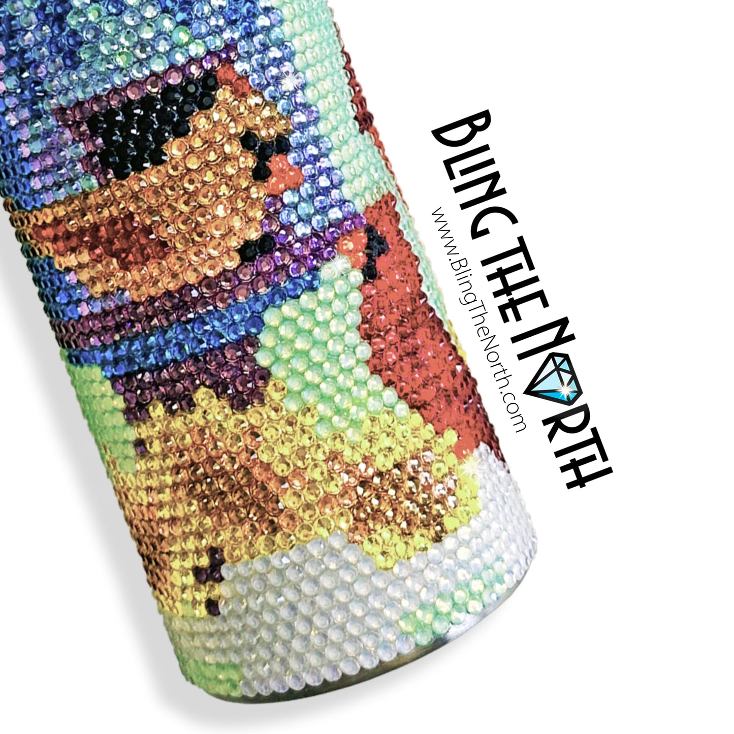 FEATHERED FRIENDS Rhinestone Pattern Template | SS16 4mm - 24oz Plump Straight Tumbler Design | PNG for Sublimation or Vinyl