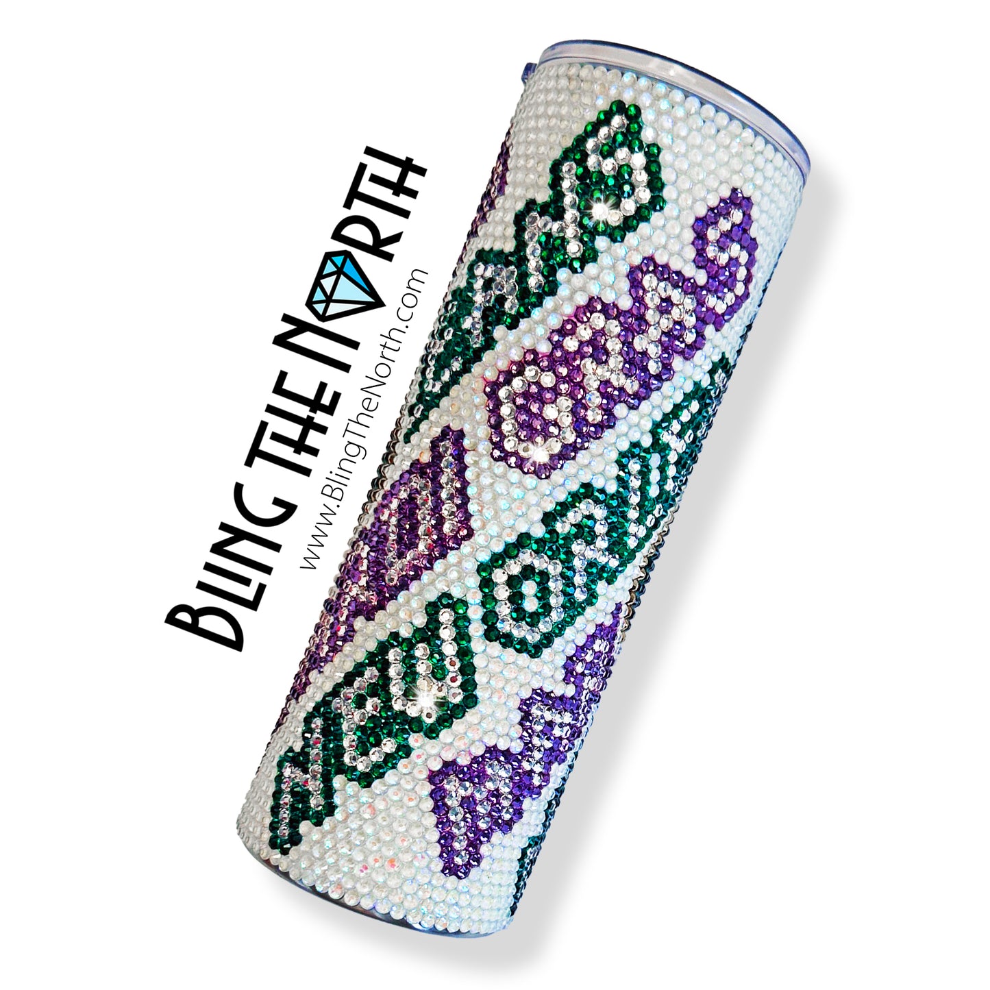 Mardi Gras FLEUR-DE-LIS Rhinestone Pattern Template | SS16 4mm - 20oz Skinny Straight Tumbler Design | PNG for Sublimation or Vinyl