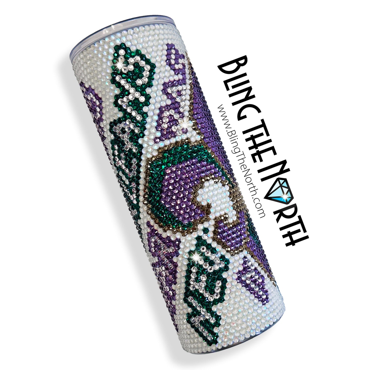 Mardi Gras FLEUR-DE-LIS Rhinestone Pattern Template | SS16 4mm - 20oz Skinny Straight Tumbler Design | PNG for Sublimation or Vinyl