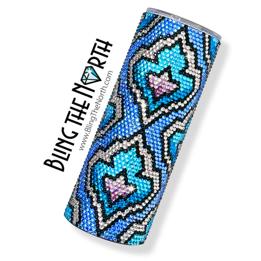 FROZEN FLAME Rhinestone Tumbler | 24oz Plump Straight | Bling the North | Custom Bling Design | Glass Rhinestones | Straw Included