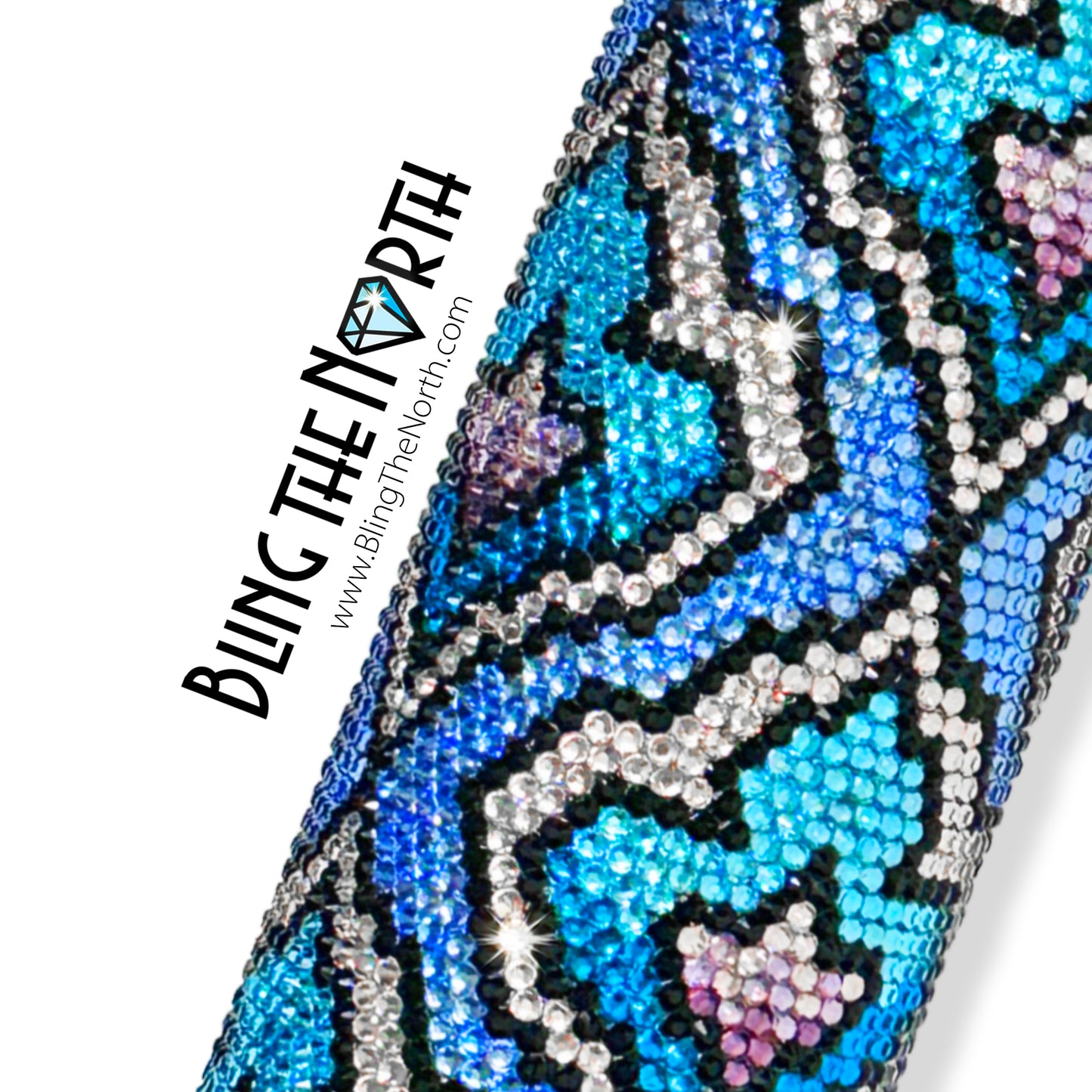 FROZEN FLAME Rhinestone Tumbler | 24oz Plump Straight | Bling the North | Custom Bling Design | Glass Rhinestones | Straw Included
