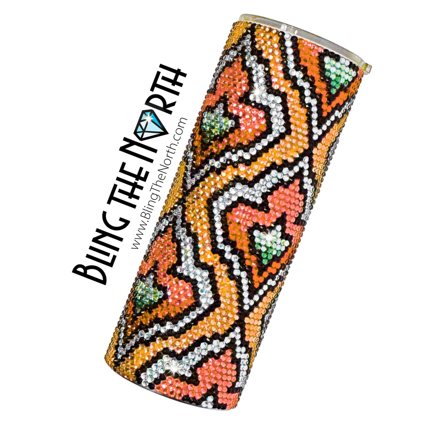FROZEN FLAME Rhinestone Pattern Template | SS16 4mm - 30oz Skinny Straight Tumbler Design | PNG for Sublimation or Vinyl