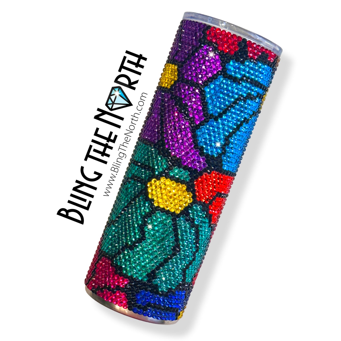 FUNKY FLOWERS Rhinestone Pattern Template | SS16 4mm - 24oz Plump Straight Tumbler Design | PNG for Sublimation or Vinyl