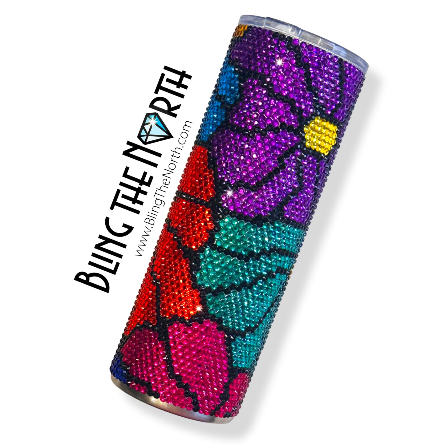 FUNKY FLOWERS Rhinestone Pattern Template | SS16 4mm - 24oz Plump Straight Tumbler Design | PNG for Sublimation or Vinyl