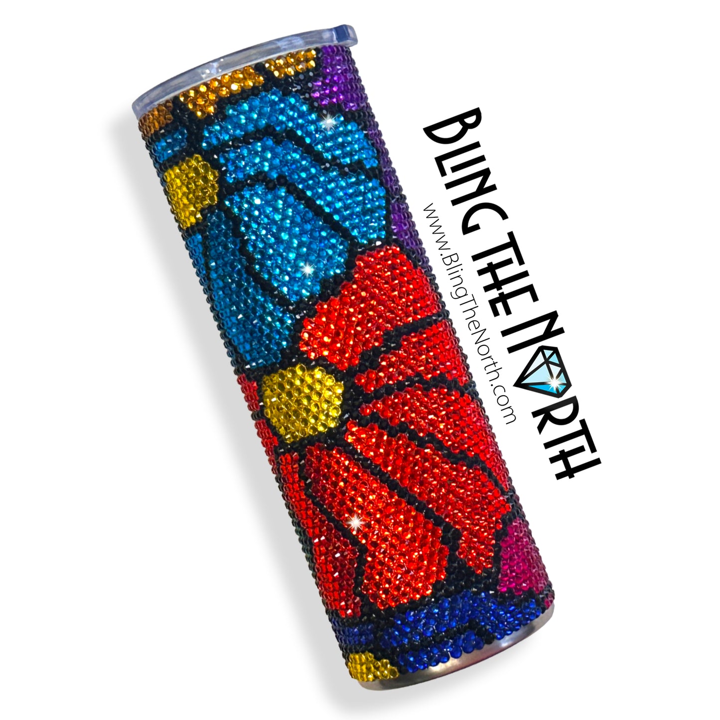 FUNKY FLOWERS Rhinestone Pattern Template | SS16 4mm - 24oz Plump Straight Tumbler Design | PNG for Sublimation or Vinyl