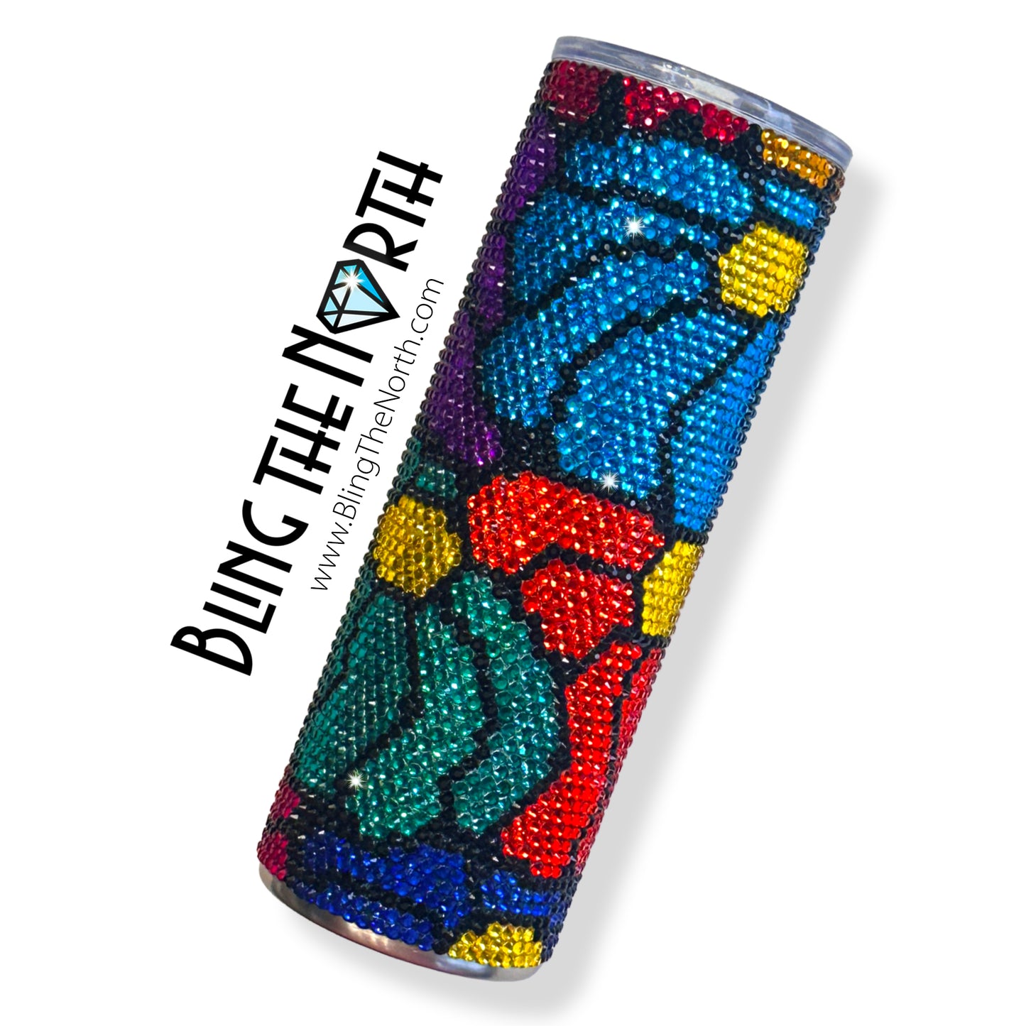 FUNKY FLOWERS Rhinestone Pattern Template | SS16 4mm - 24oz Plump Straight Tumbler Design | PNG for Sublimation or Vinyl