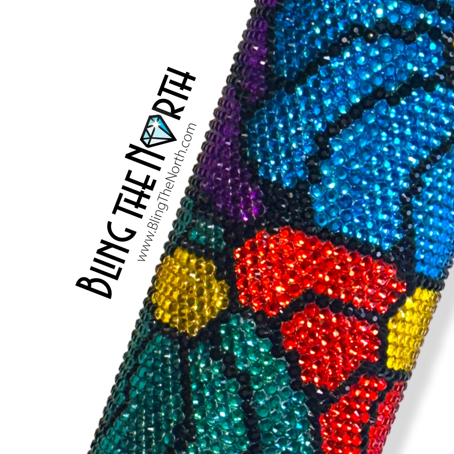 FUNKY FLOWERS Rhinestone Pattern Template | SS16 4mm - 24oz Plump Straight Tumbler Design | PNG for Sublimation or Vinyl