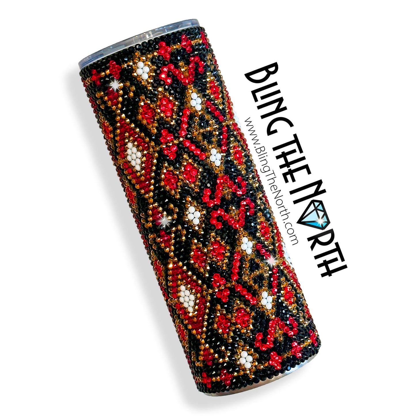 GILDED TAPESTRY Rhinestone Tumbler | 24oz Plump Straight | Bling the North | Custom Bling Design | Glass Rhinestones | Straw Included
