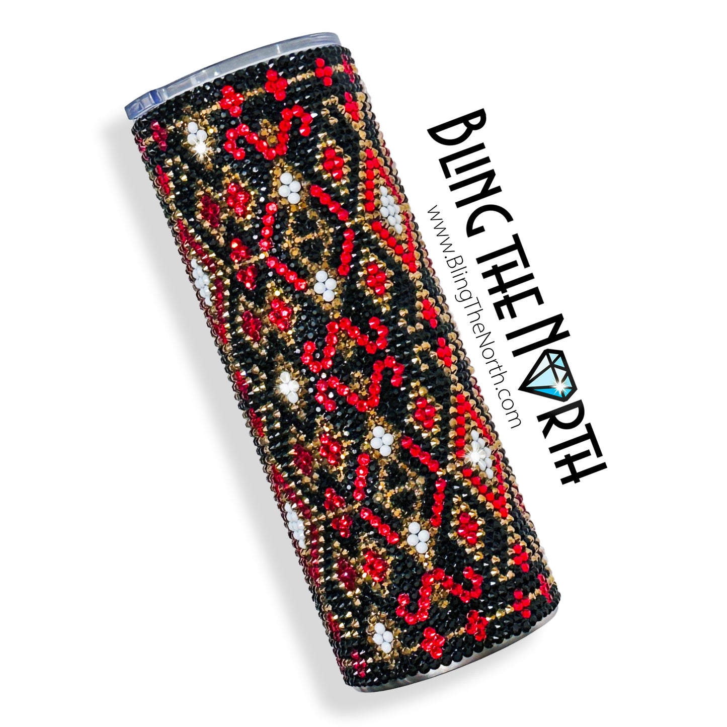 GILDED TAPESTRY Rhinestone Tumbler | 24oz Plump Straight | Bling the North | Custom Bling Design | Glass Rhinestones | Straw Included