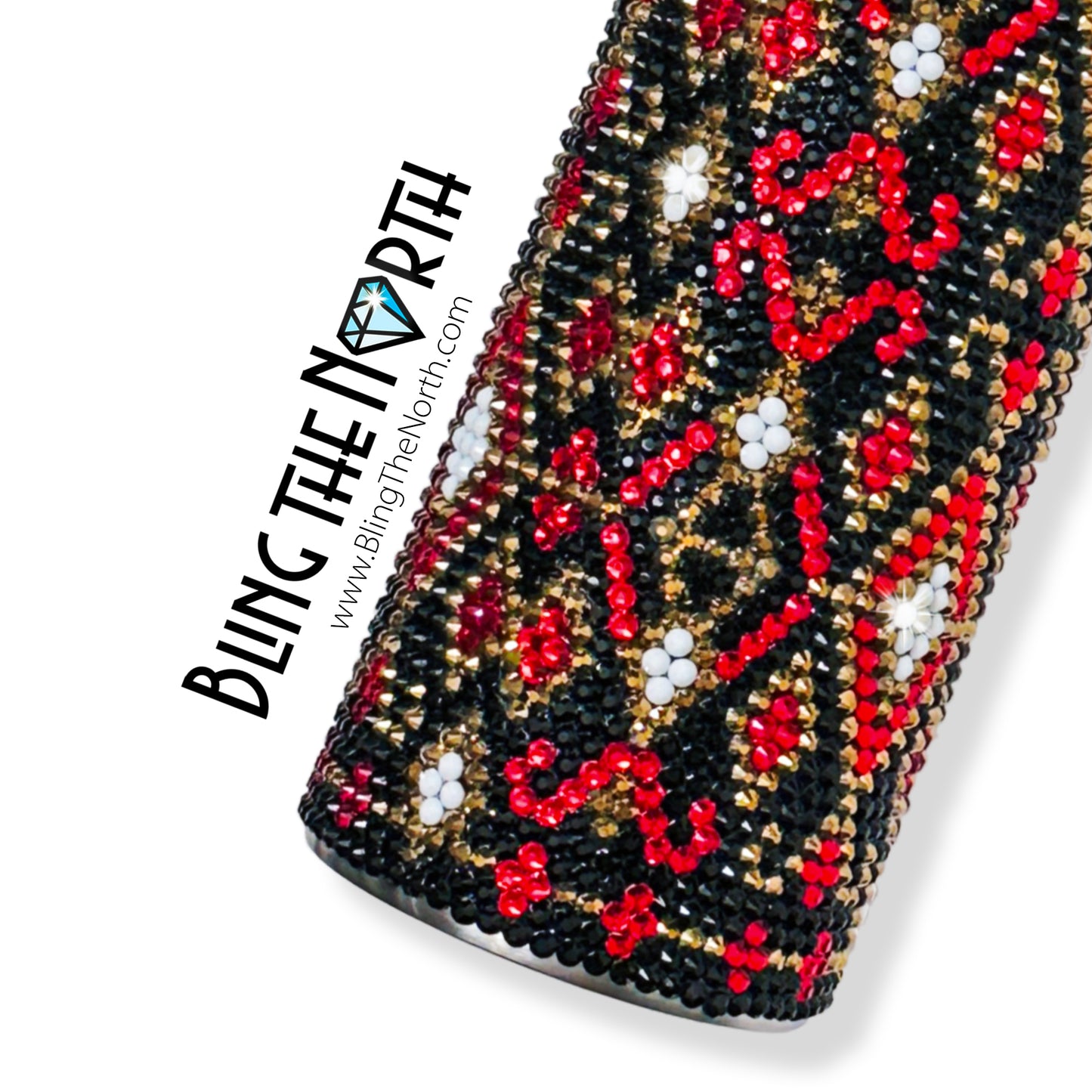 GILDED TAPESTRY Rhinestone Tumbler | 24oz Plump Straight | Bling the North | Custom Bling Design | Glass Rhinestones | Straw Included