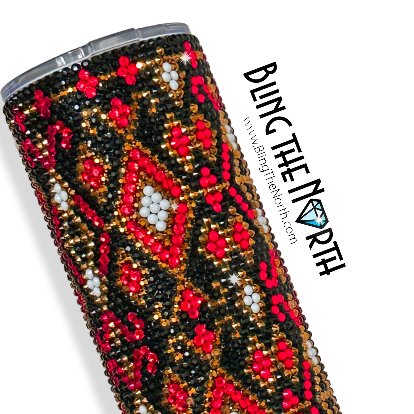 GILDED TAPESTRY Rhinestone Tumbler | 24oz Plump Straight | Bling the North | Custom Bling Design | Glass Rhinestones | Straw Included