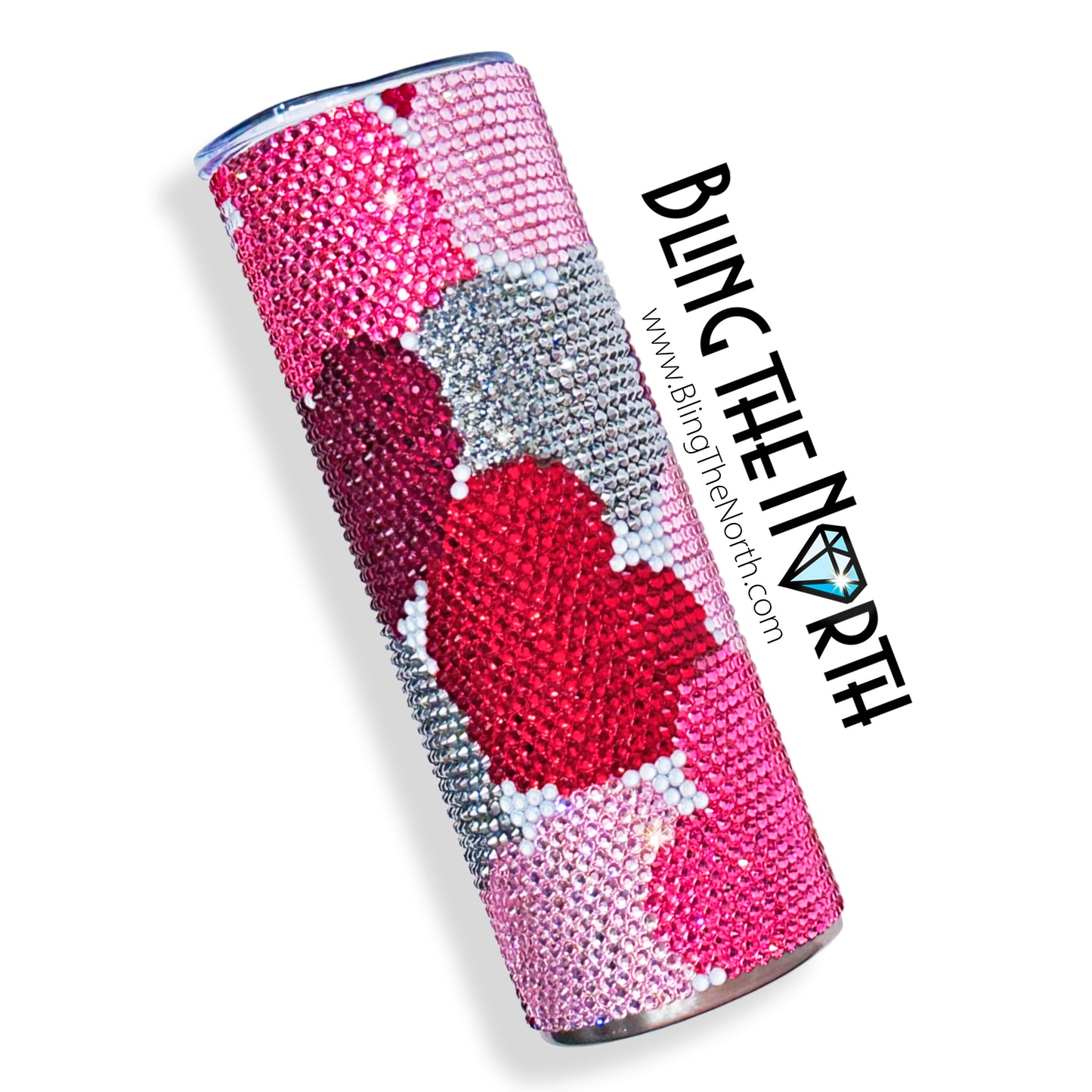 HEARTS Rhinestone Pattern Template | SS16 4mm - 20oz Skinny Straight Tumbler Design | PNG for Sublimation or Vinyl