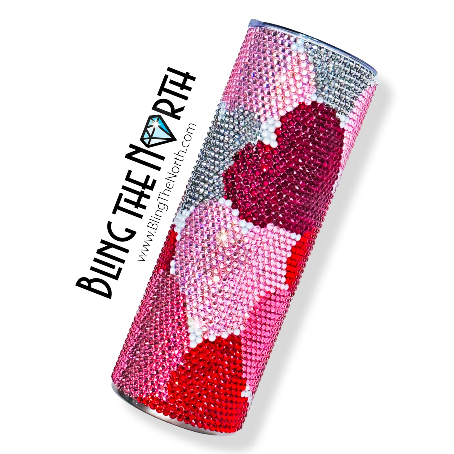 HEARTS Rhinestone Pattern Template | SS16 4mm - 20oz Skinny Straight Tumbler Design | PNG for Sublimation or Vinyl