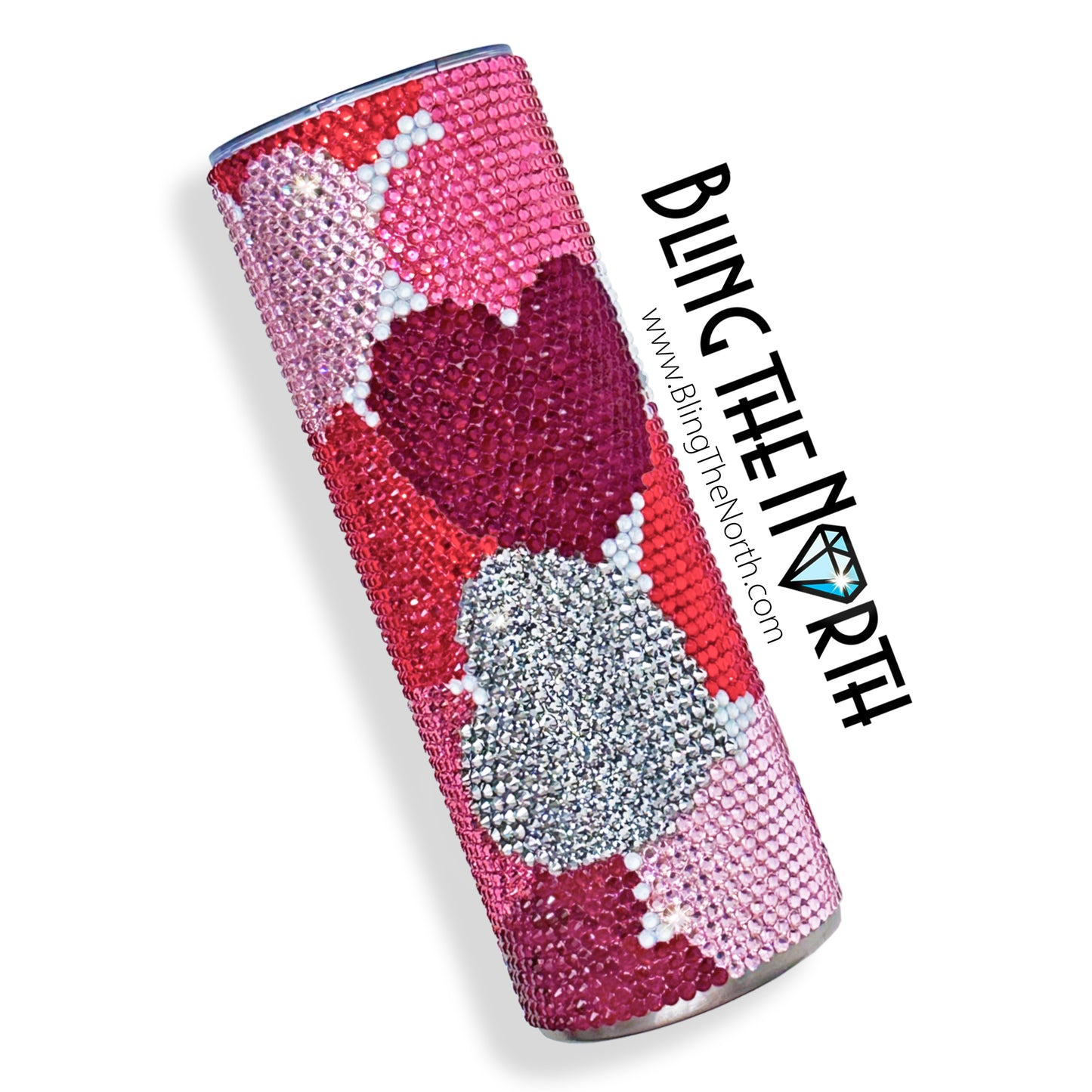 HEARTS Rhinestone Pattern Template | SS16 4mm - 20oz Skinny Straight Tumbler Design | PNG for Sublimation or Vinyl