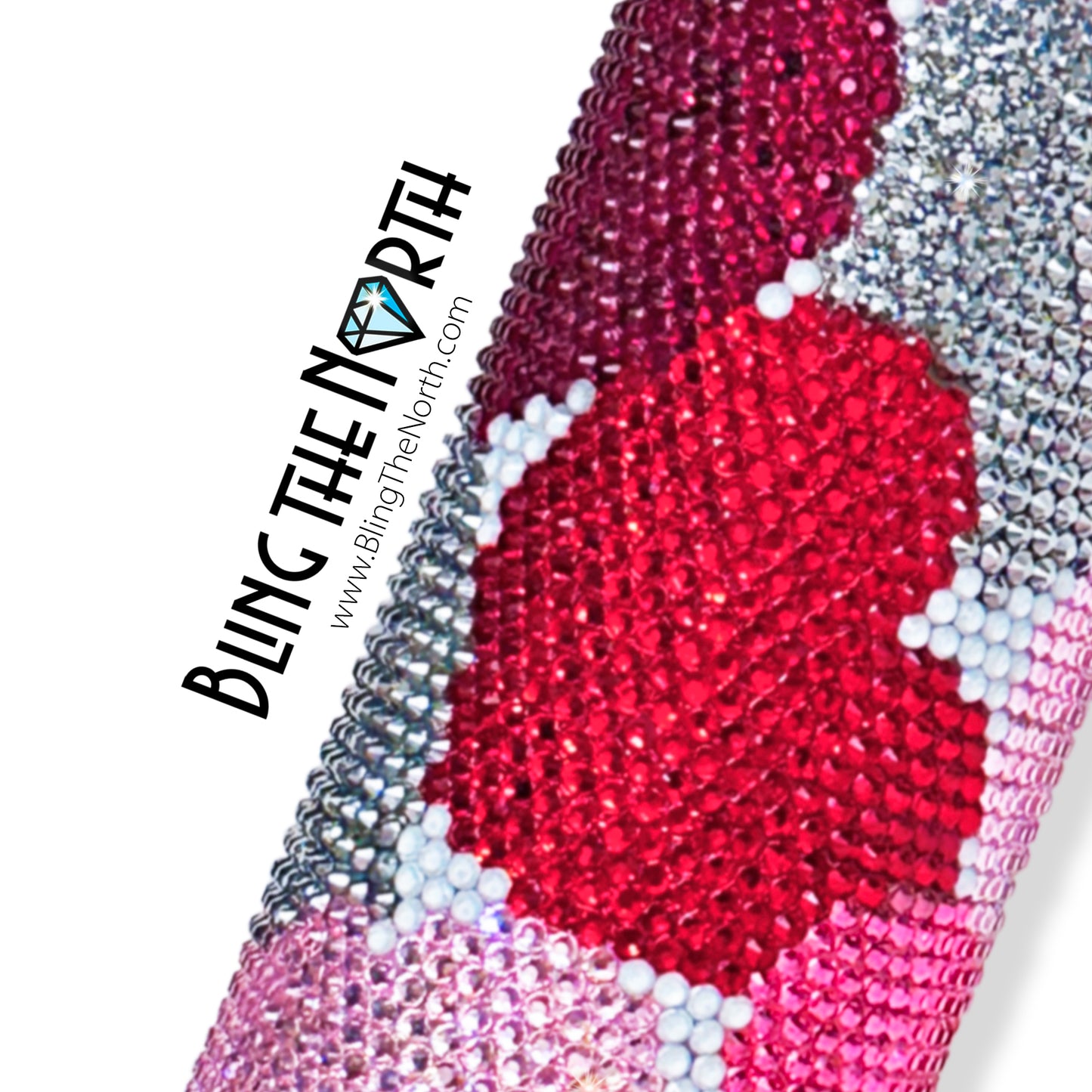 HEARTS Rhinestone Pattern Template | SS16 4mm - 20oz Skinny Straight Tumbler Design | PNG for Sublimation or Vinyl