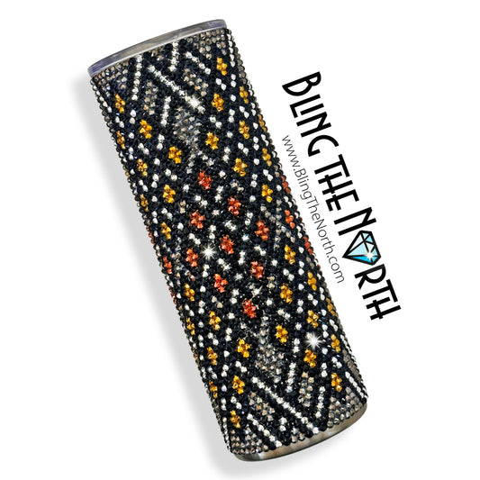 HEAVY METAL Rhinestone Tumbler | 20oz Skinny Straight | Custom Bling Design | Glass Rhinestones | Straw Incl