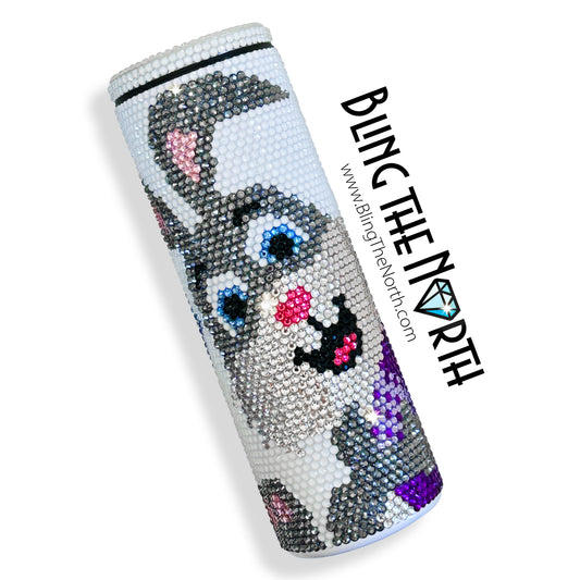HOPPY EASTER Bunny Rhinestone Tumbler | 20oz Slurp Straight | Bling the North | Custom Bling Design | Glass Rhinestones | Straw Included