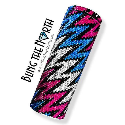 LIGHTNING CRASHES Rhinestone Tumbler | 20oz Slurp Straight | Bling the North | Custom Bling Design | Glass Rhinestones | Straw Included
