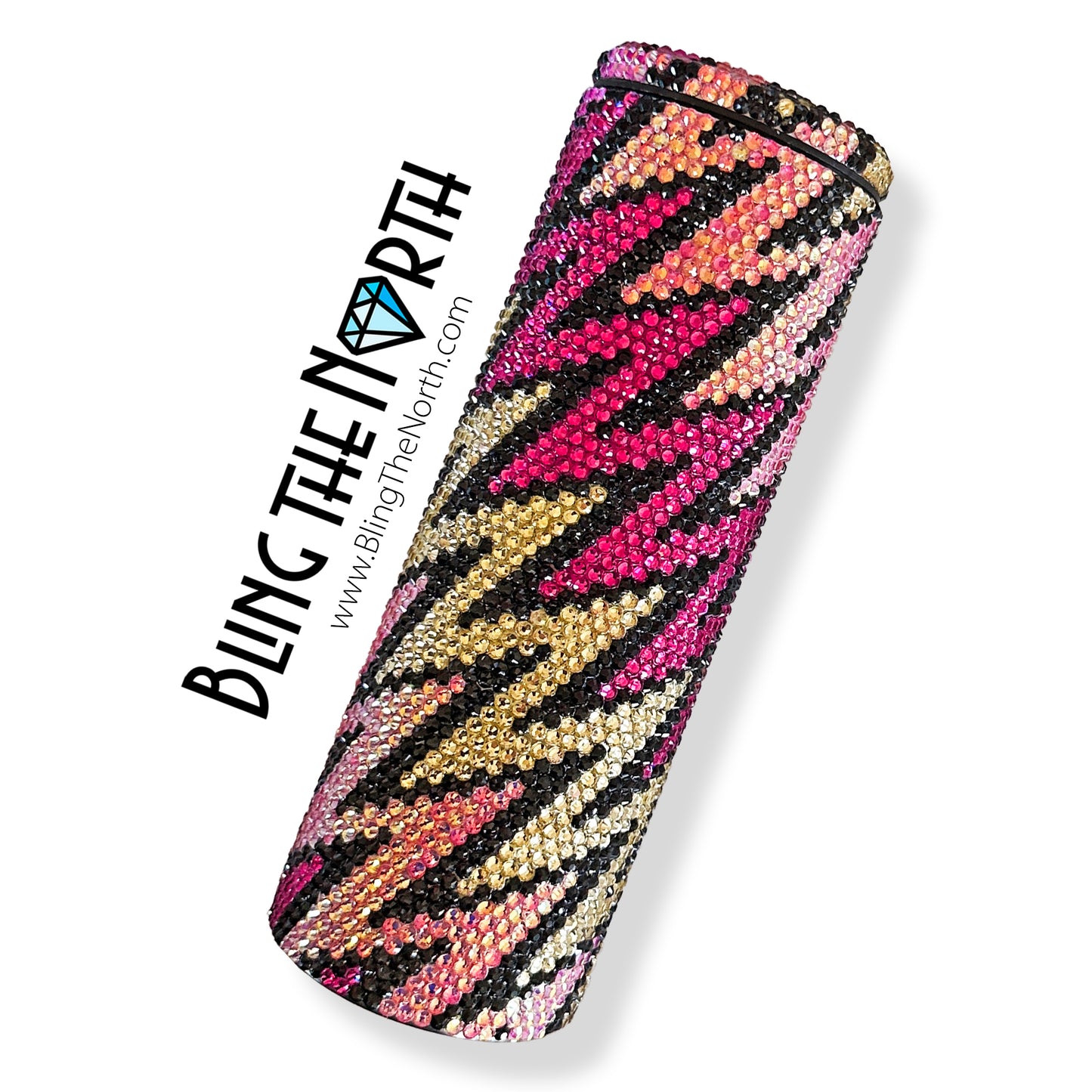 LIGHTNING CRASHES Rhinestone Tumbler | 20oz Slurp Straight | Bling the North | Custom Bling Design | Glass Rhinestones | Straw Included
