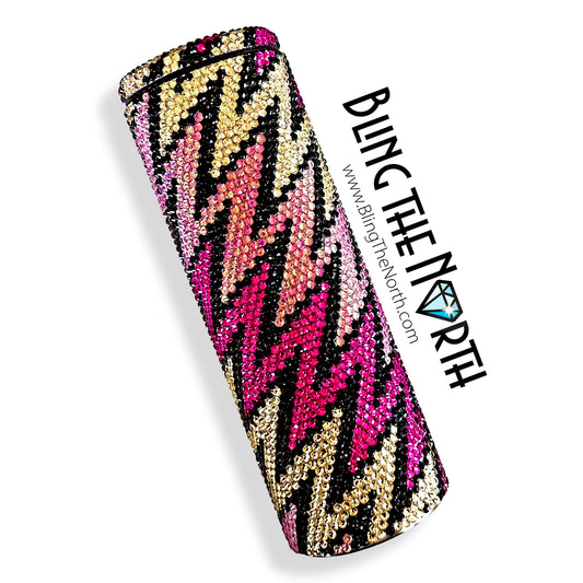 LIGHTNING CRASHES Rhinestone Tumbler | 20oz Slurp Straight | Bling the North | Custom Bling Design | Glass Rhinestones | Straw Included