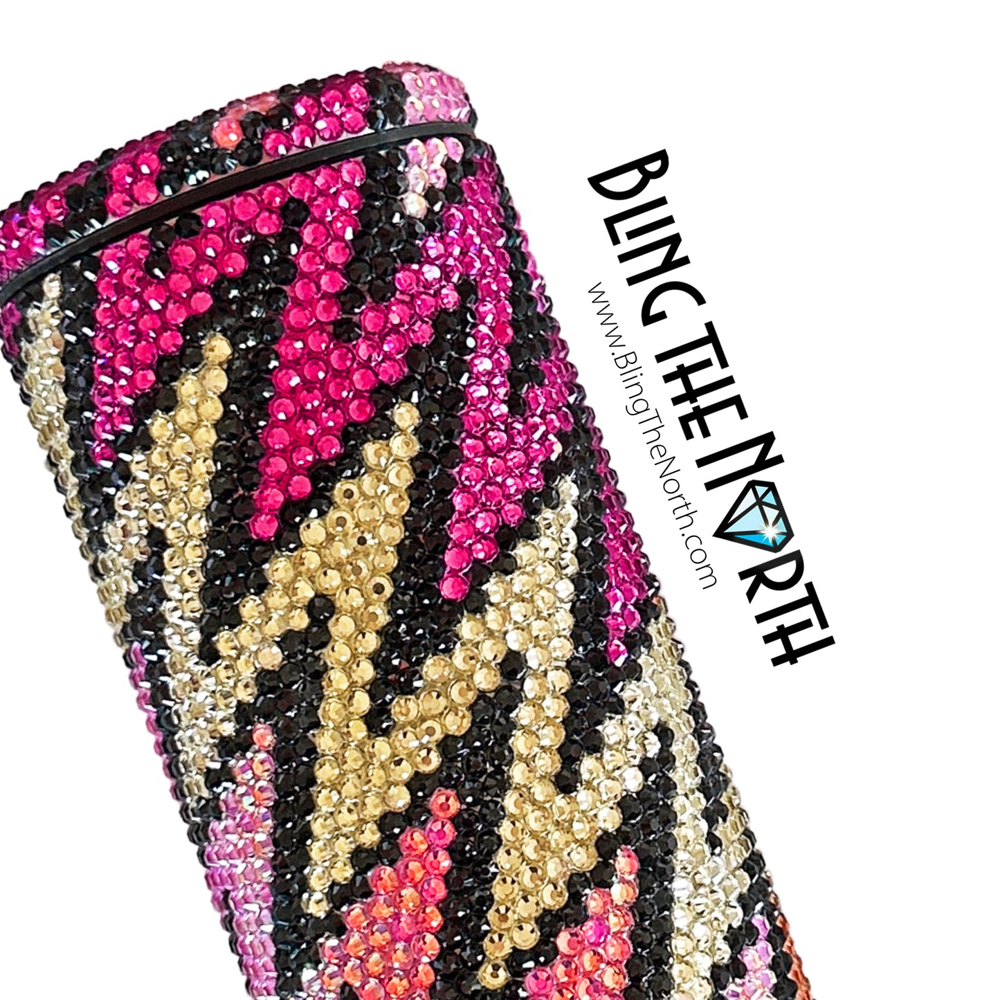 LIGHTNING CRASHES Rhinestone Tumbler | 20oz Slurp Straight | Bling the North | Custom Bling Design | Glass Rhinestones | Straw Included